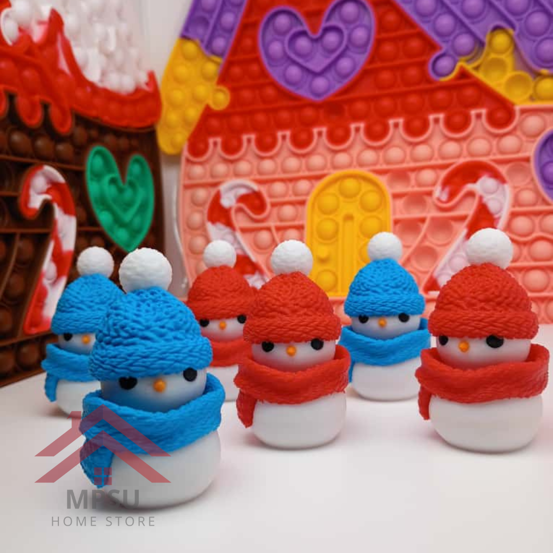 Puzzle Popper House with Snowman Fidget Toy Stress Relief &amp; Sensory Fun (Brown House)