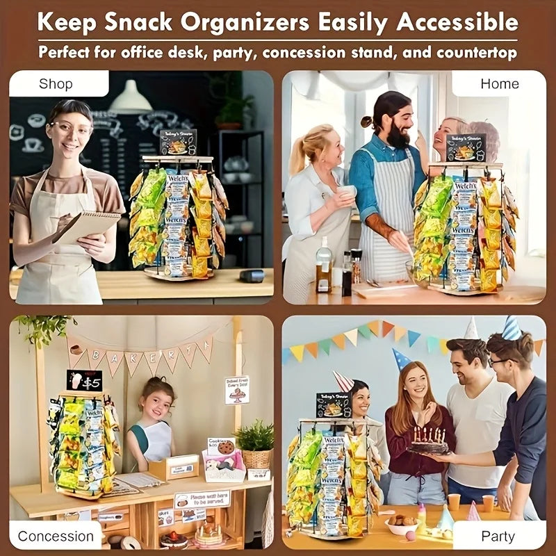 360° Rotating Snack Display Rack – Professional Countertop Merchandising Stand