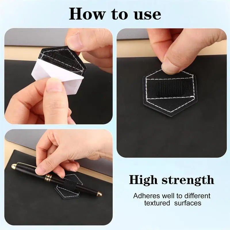 Portable Leather Pencil Holder Organizer Self-adhesive Pen Clips, 2 Pack (Random Color)