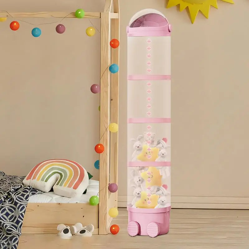 Transparent Plush Toy Storage Tube 4-Tier Doll Display Organizer Box