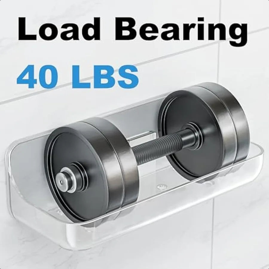 Acrylic Adhesive Shower Caddy 2-Pack No Drill Bathroom Wall Mount Storage