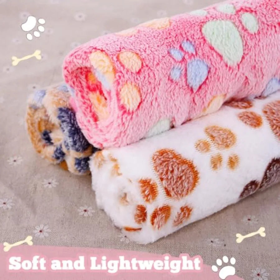 Paw Print Pet Fleece Blankets, 12-Pack