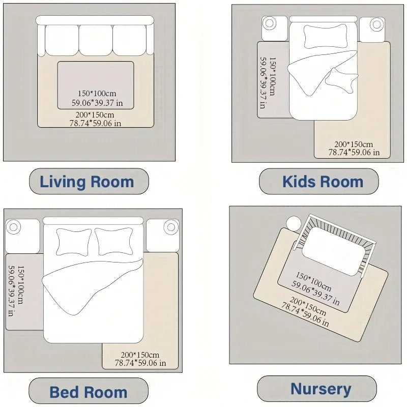 Extra Thick Memory Foam Carpet Non-Slip Soft Velvet Minimalist Kids Rug for Living Room