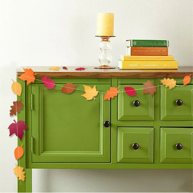 Fall Maple Leaf Garland Banner 5PCS for Thanksgiving