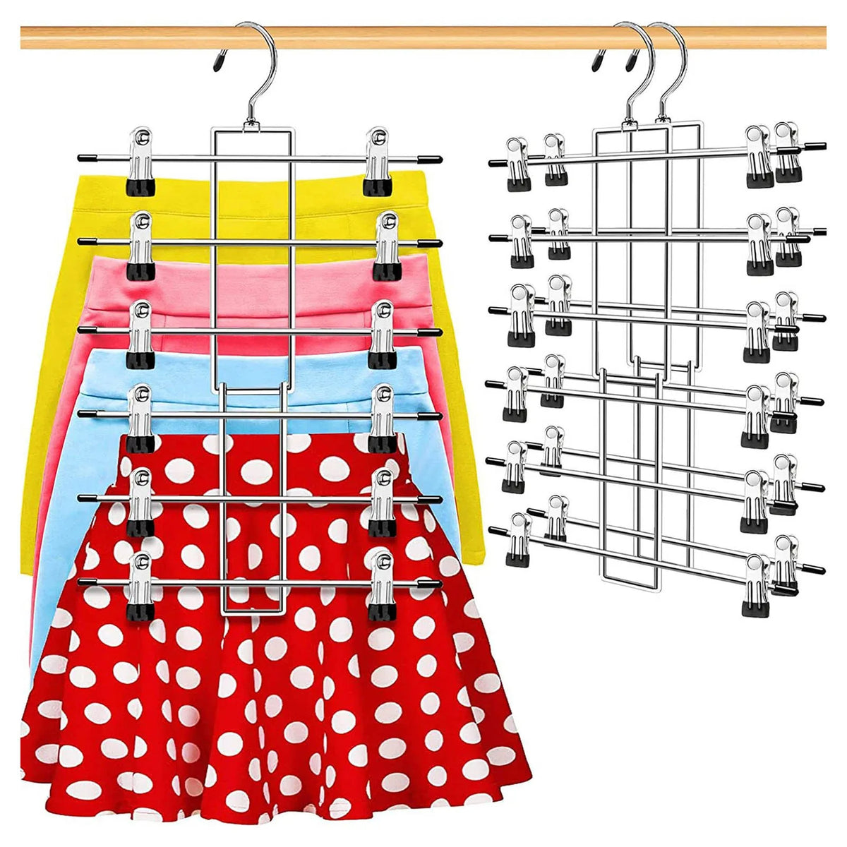 Multilayer Metal Folding Pants Skirt Rack Space-Saving Hanger for Closets