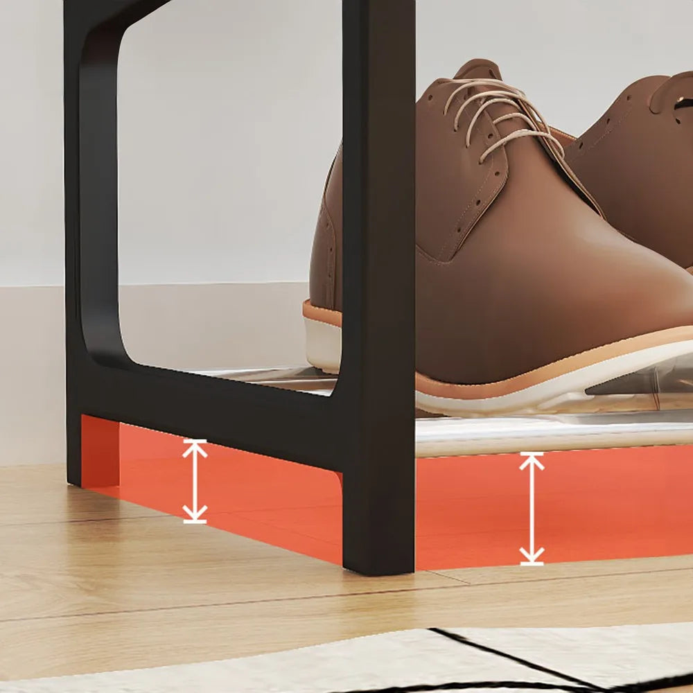 4-Tier Plastic Shoe Rack – Space-Saving Freestanding Shoe Storage Organizer (Black)