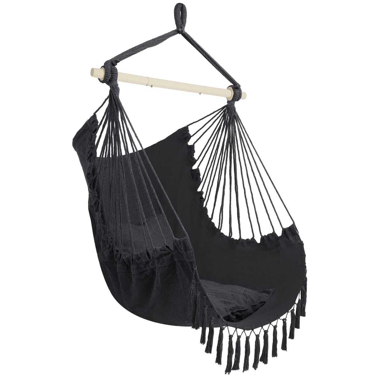 Comfortable Gray Tassel Hanging Chair for Relaxation
