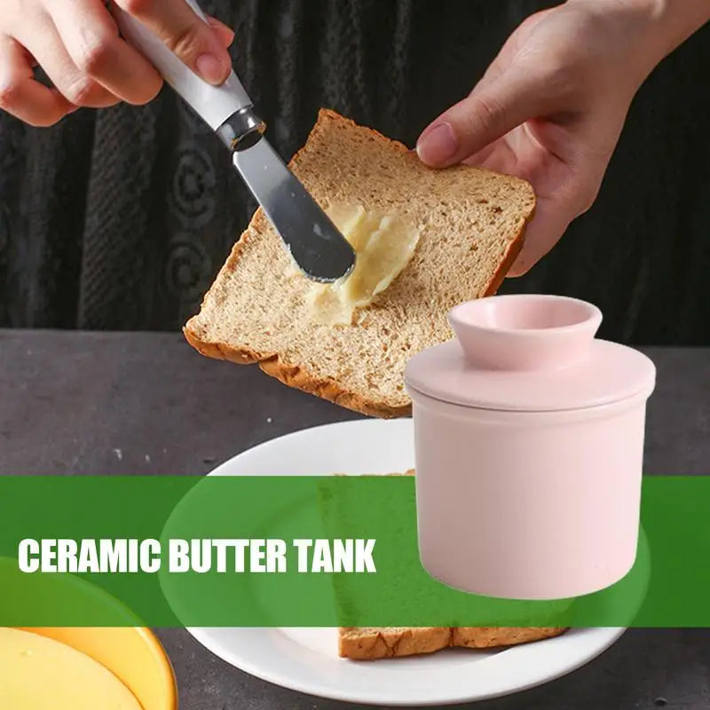 Handmade Ceramic Cylindrical Butter Keeper (White)