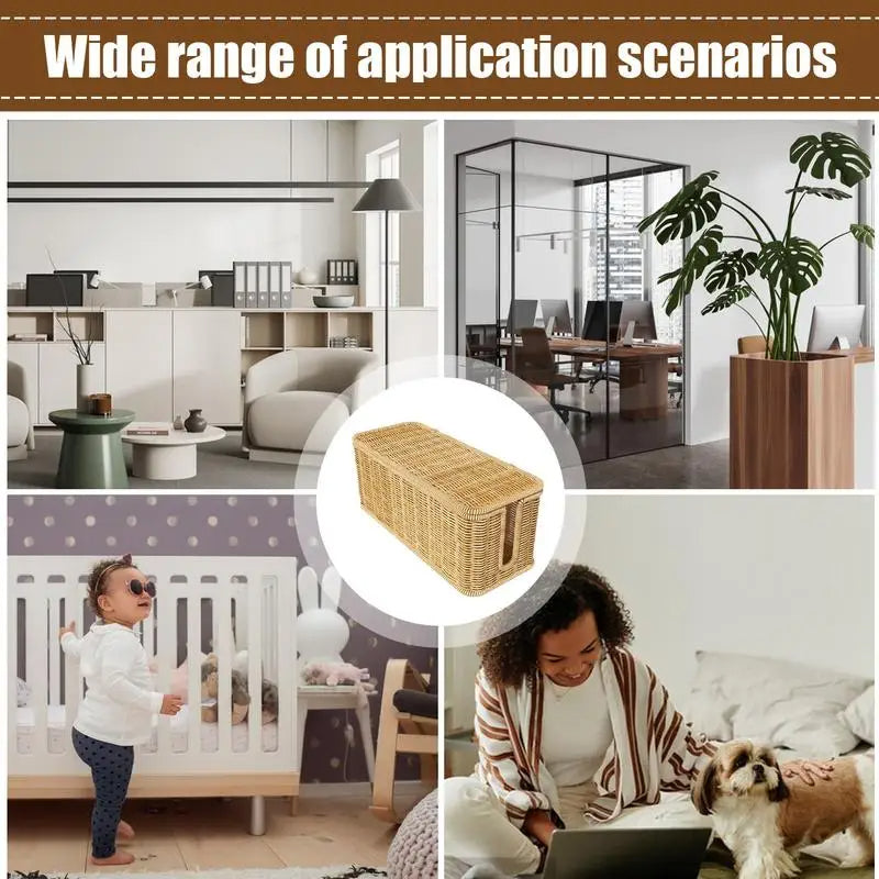 Handmade Rattan Cable Management Box