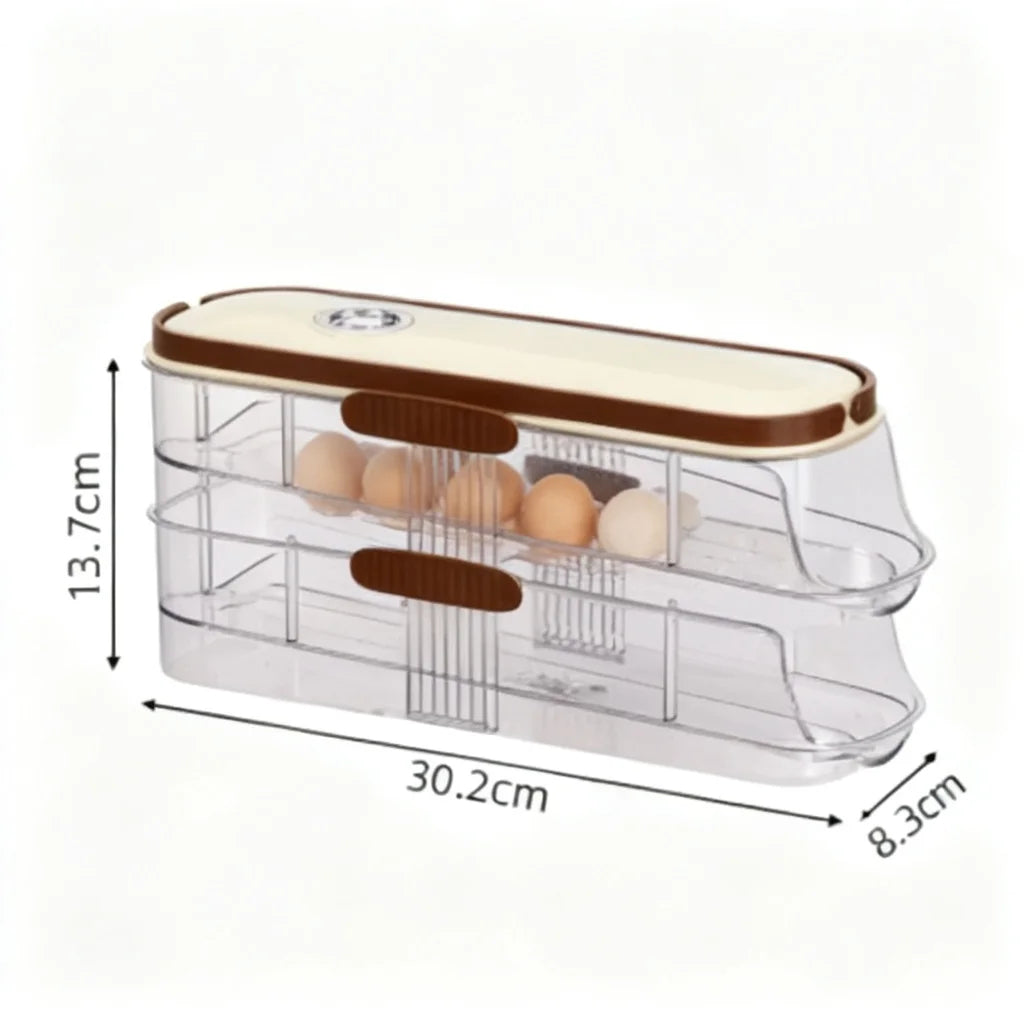 2-Tier Stackable Egg Storage Box with Date Marker – Clear Refrigerator Organizer for Fresh Egg Storage and Space-Saving Kitchen Organization