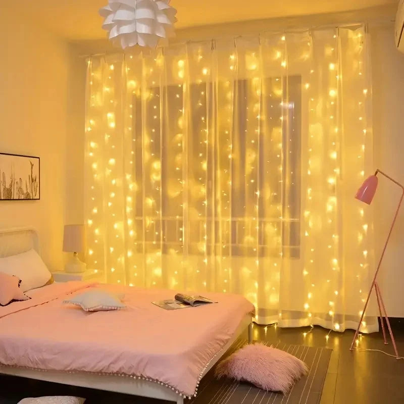 Curtain Fairy Lights with Remote 8 Lighting Modes, 3 Meters (Warm White) for Indoor Outdoor Decoration