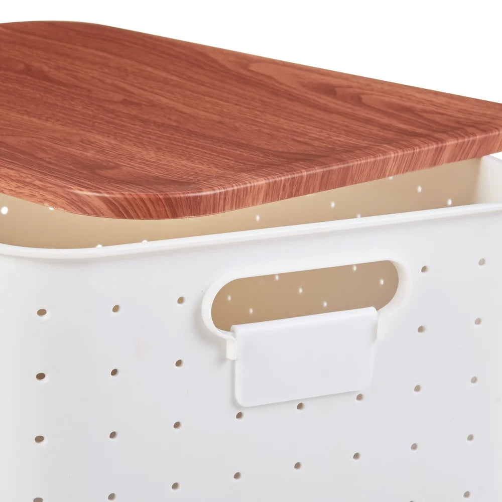 Medium Plastic Storage Box with Lid Stackable Organizer for Office School Crafts