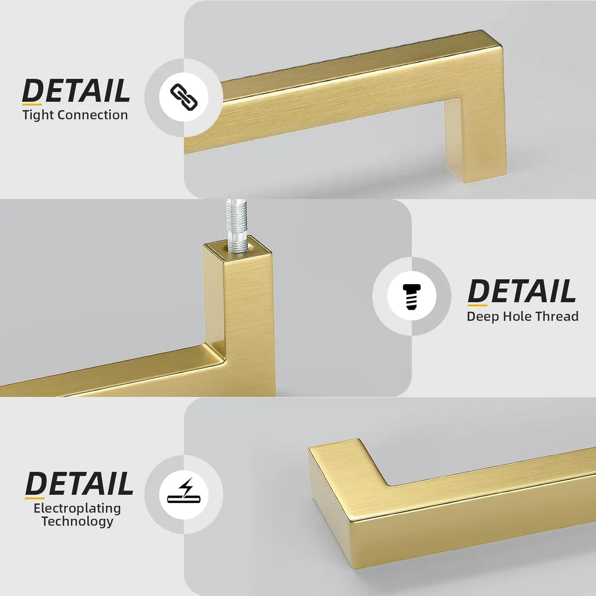 Modern Gold Kitchen Cabinet Hardware 5 Inch Brass Drawer Pulls (25 Pack)