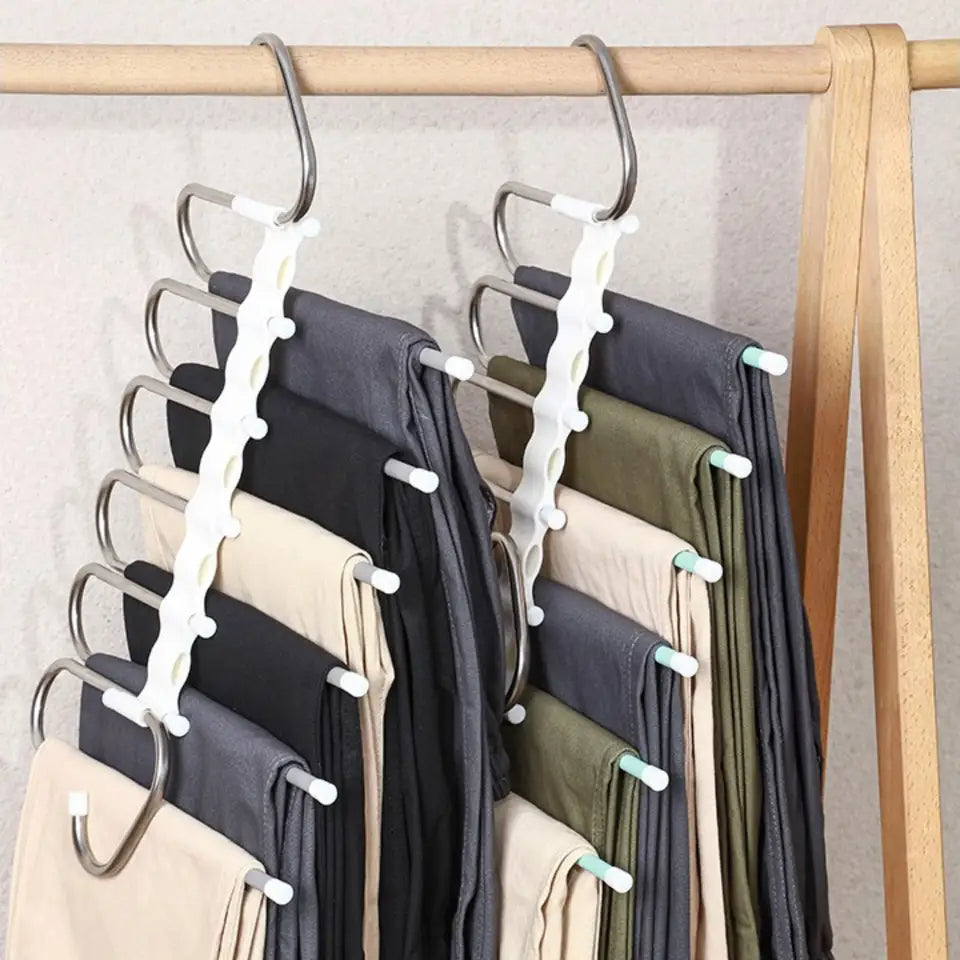 Multifunctional Foldable Clothes Organizer Folding Pants Hanger (White)