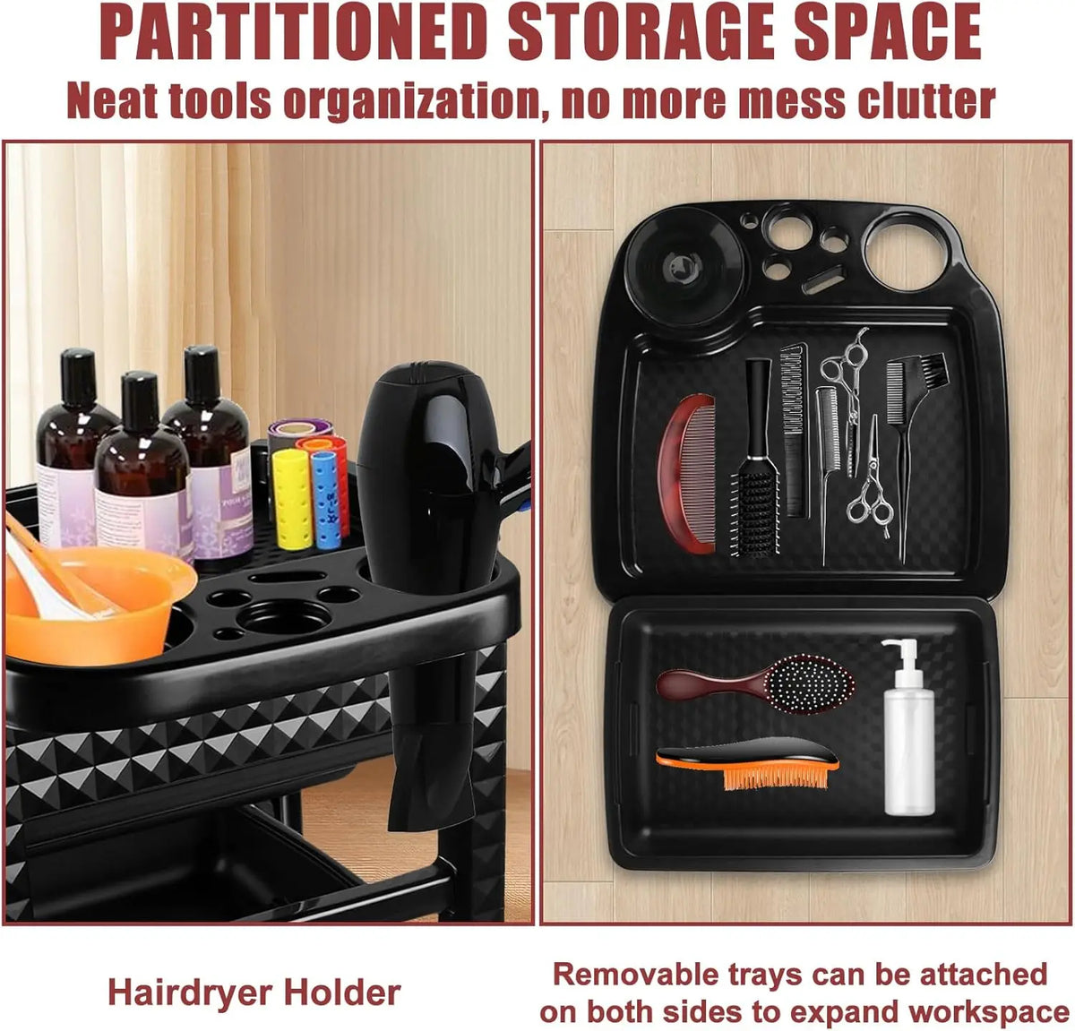 5-Tier Salon Hairdressing Rolling Cart (Black)