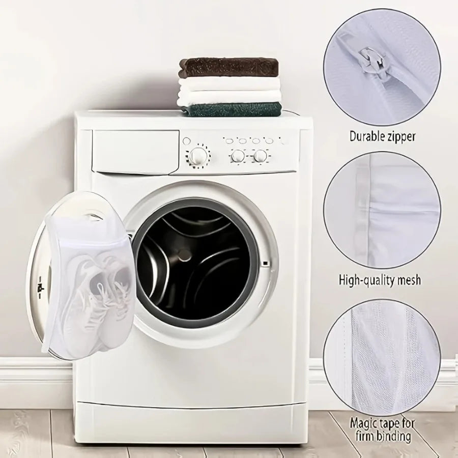 2-Pack Shoe Wash Bag Reusable Mesh Sneaker Protector for Laundry