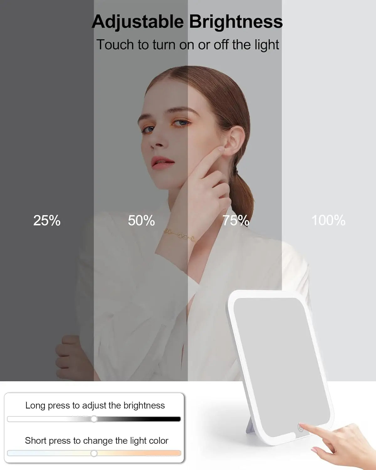 Portable Makeup Bag with Dimmable LED Mirror Cosmetic Organizer