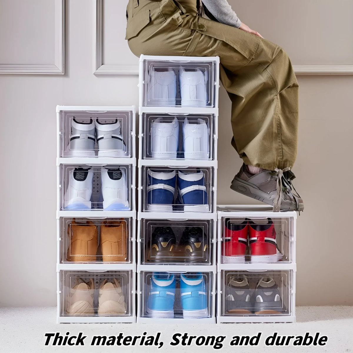 Foldable Transparent Shoe Storage Box 6-Layers