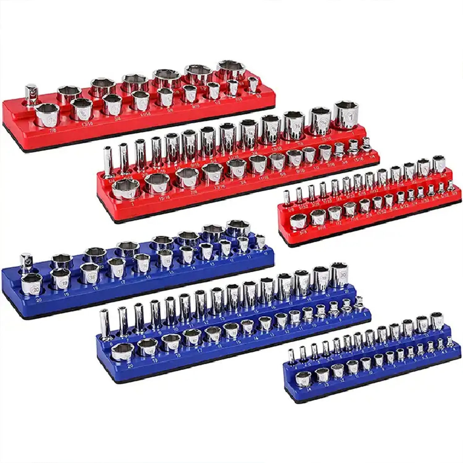 Magnetic Socket Organizer 6-Piece Set Standard and Deep Size Sockets