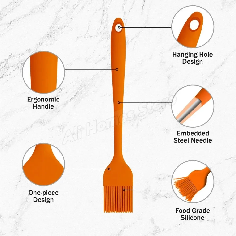 Silicone Basting Brush Food-Grade Pastry Heat-Resistant Oil Brush for BBQ Grilling (Red)