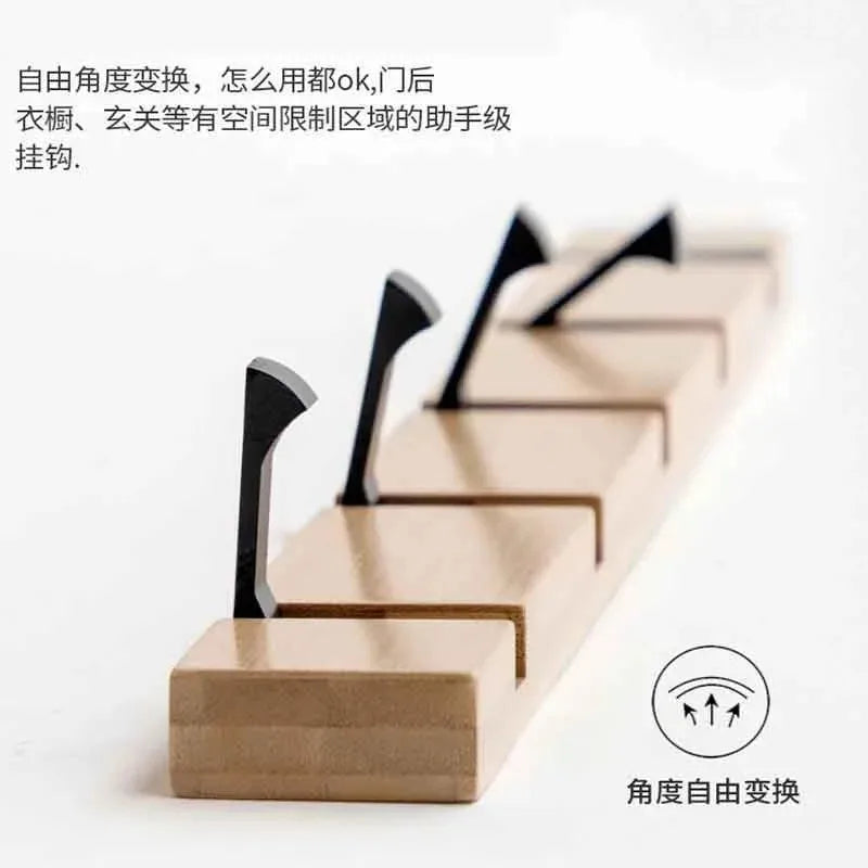 Invisible Flip-Down Wooden Coat Rack (White)