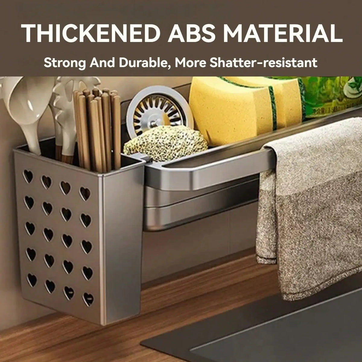 Adhesive Kitchen Sink Organizer Caddy Wall Mount Dish Sponge Holder for Kitchen Sink