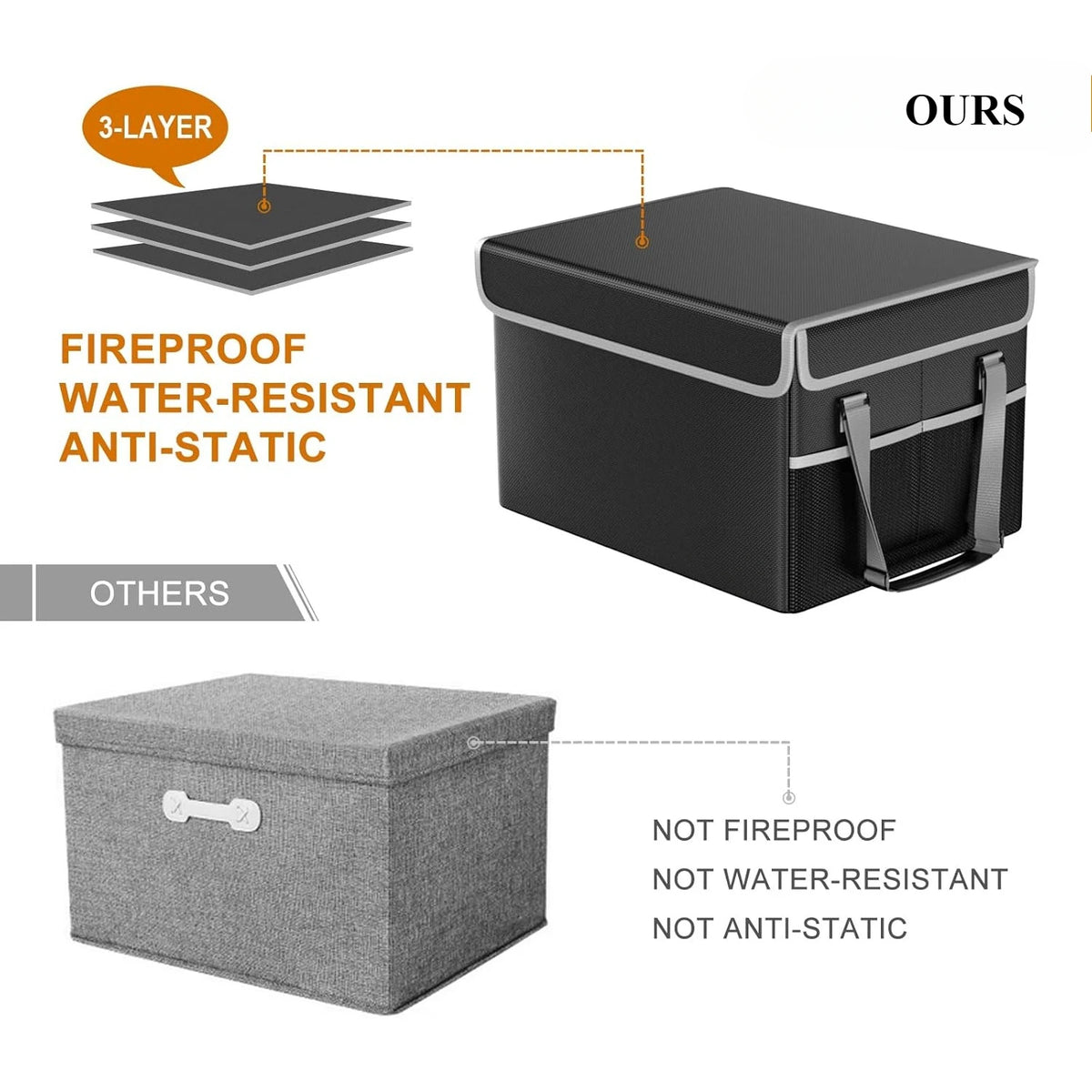 Collapsible File Organizer for Legal Letter Folders (Black)