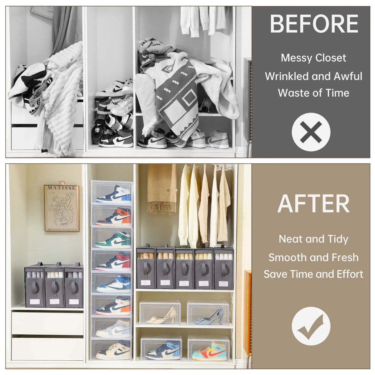 Bedsheet Storage Box Foldable Linen Closet Organizer with Label