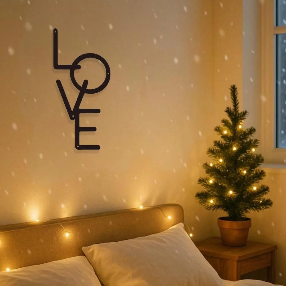 Gothic 'Love' Metal Wall Art – Vintage Black Iron Hanging Sign