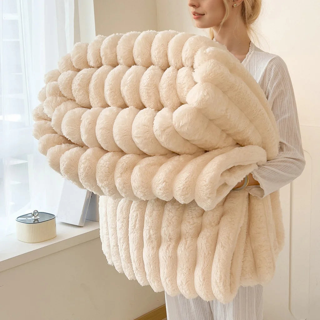 Soft Flannel Throw Blanket for Bedroom &amp; Living Room (Khaki)