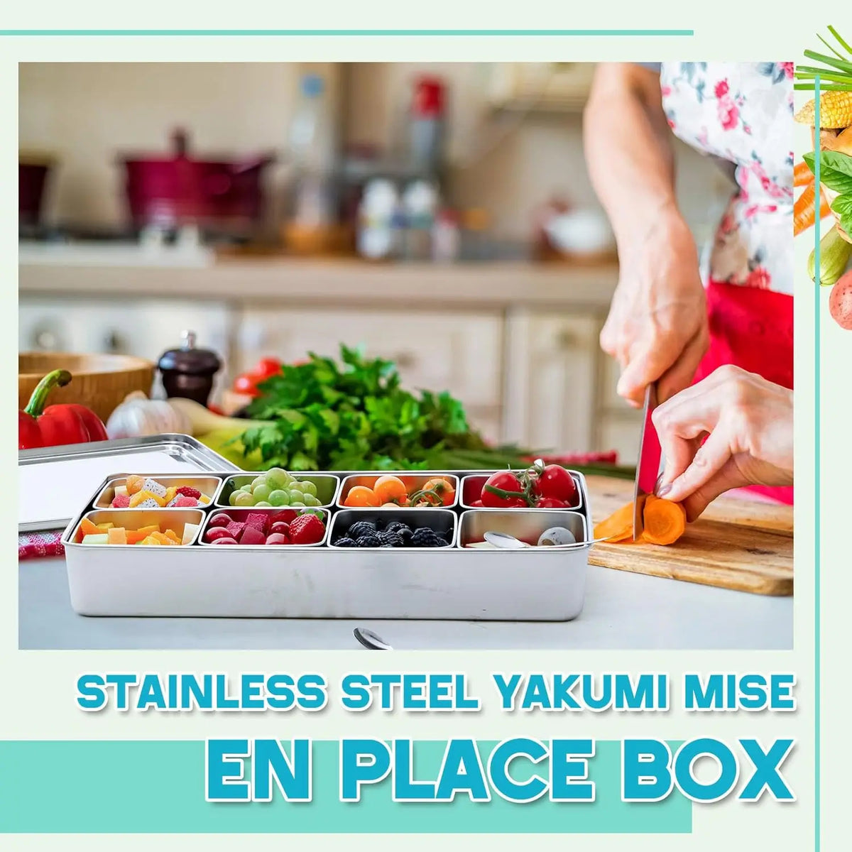 Authentic Japanese Stainless Steel Yakumi Tins (8-Grid)