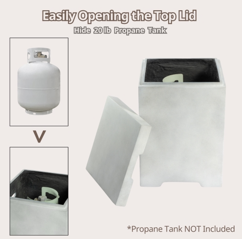 Outdoor Propane Tank Hideaway Table Light Gray Side Handles
