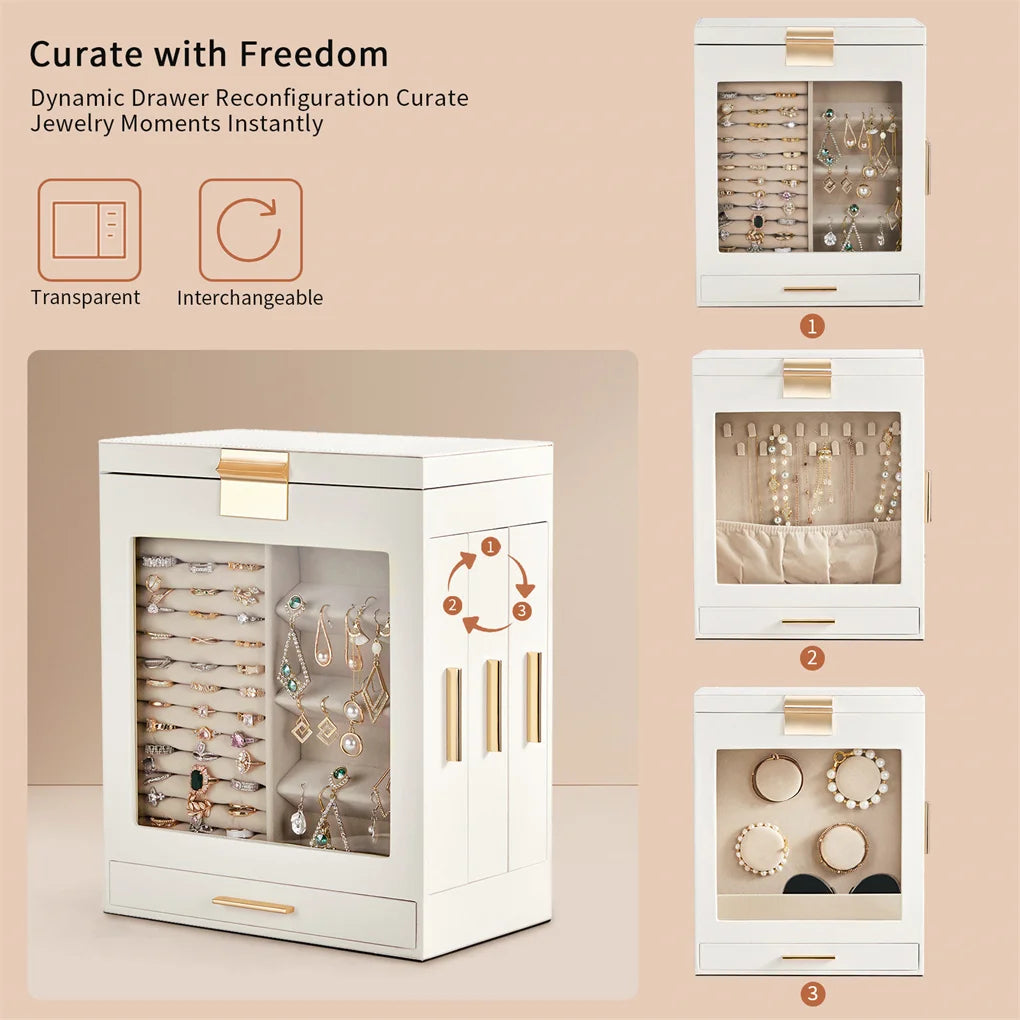 Elegant 4-Drawer Jewelry Box Organizer (White)