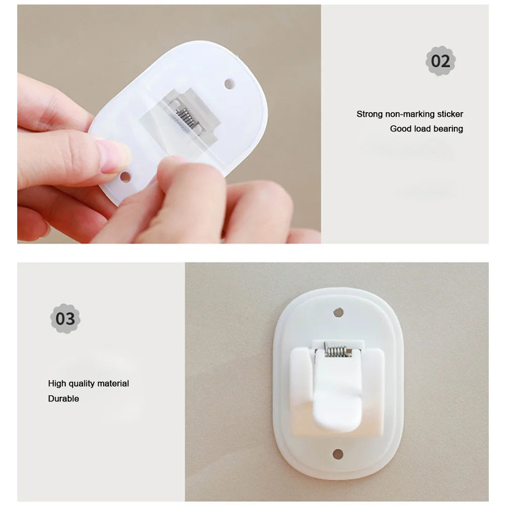 Adjustable Curtain Rod Bracket Nail Free Self Adhesive (White)