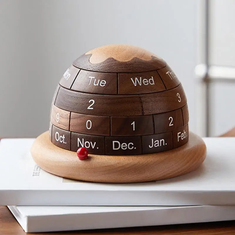 Reusable Wood Desk Calendar with Planet Design