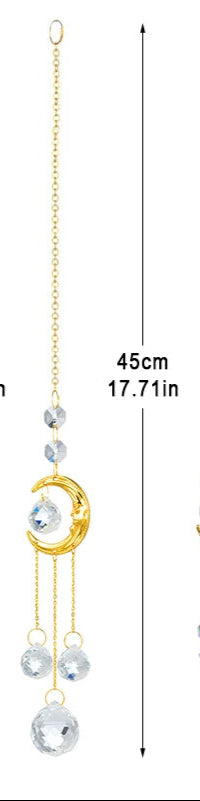 Moon Crystal Wind Chime Suncatcher Prism Pendant for Home Decoration