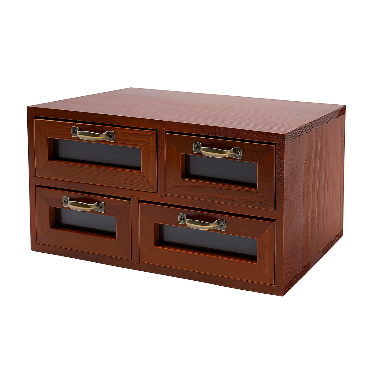 Retro Wooden 4-Drawer Desktop Organizer Box