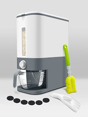 Large Capacity Dry Food Dispenser with Measuring Cup (Grey)