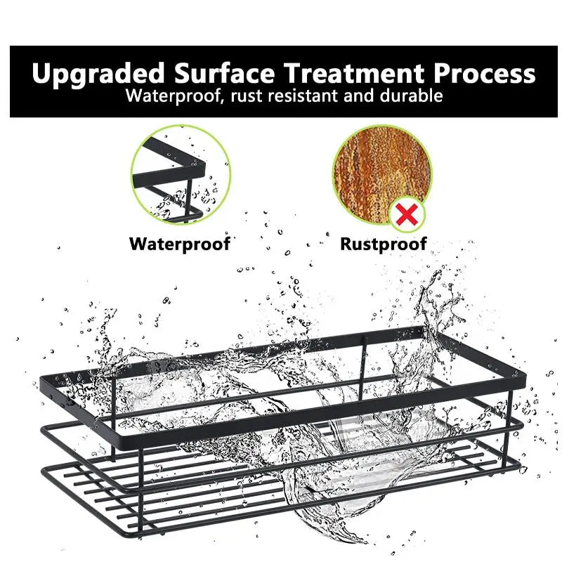 Behind Door Shower Caddy Space-Saving Waterproof Bathroom Basket (White)