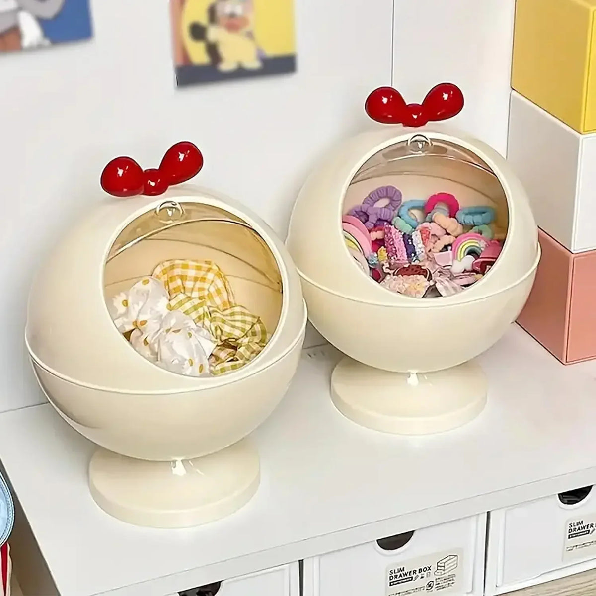 Dustproof Organizer Box for Hair Ties and Vanity Accessories