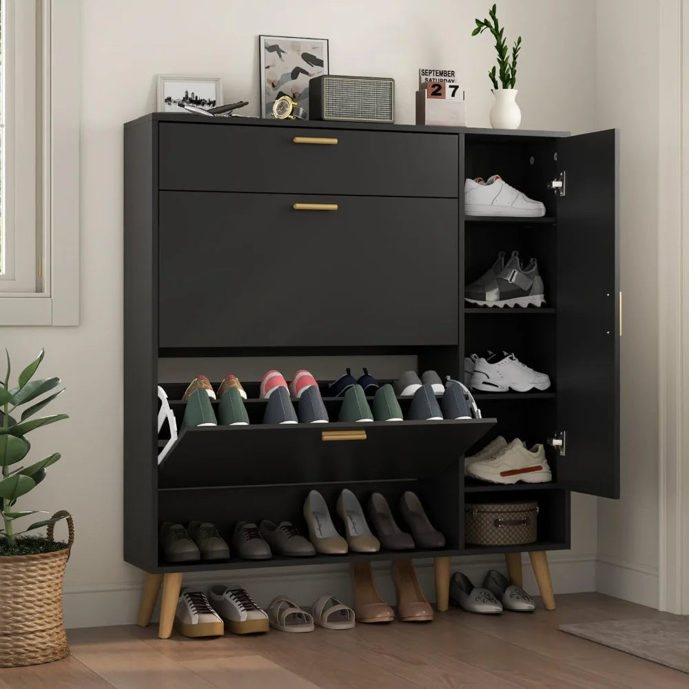 Entryway Shoe Storage Cabinet with Flip Drawers