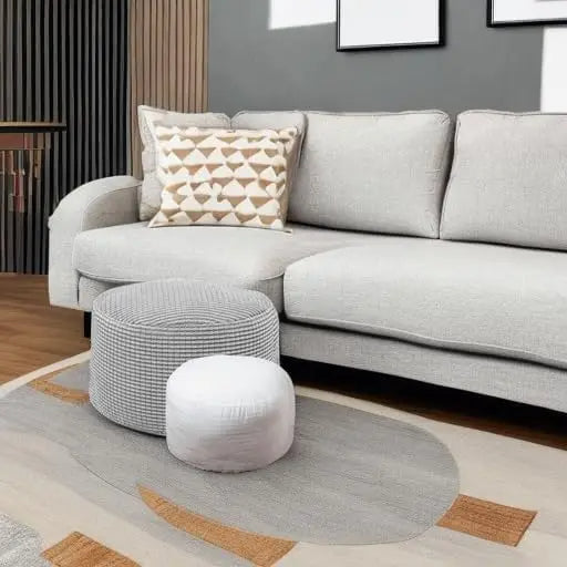 Round Floor Pouf Ottoman 20x12 Inch Velvet