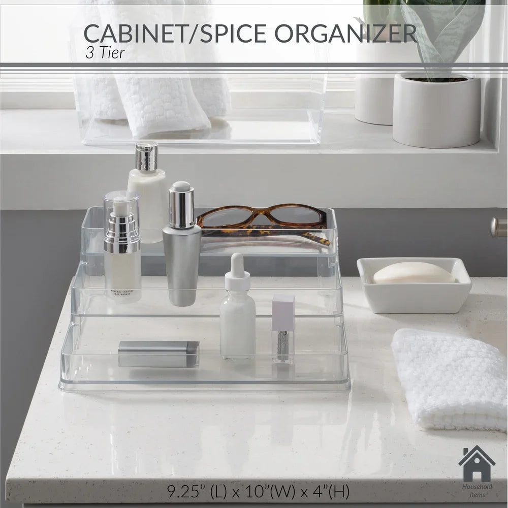 Durable 3-Tier Clear Organizer Kitchen Spice Rack