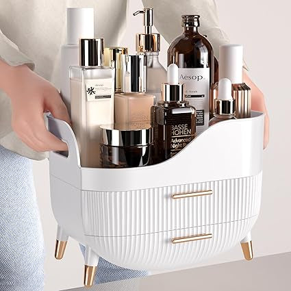 Makeup Organizer with Drawers Handle Skincare Storage for Cosmetic