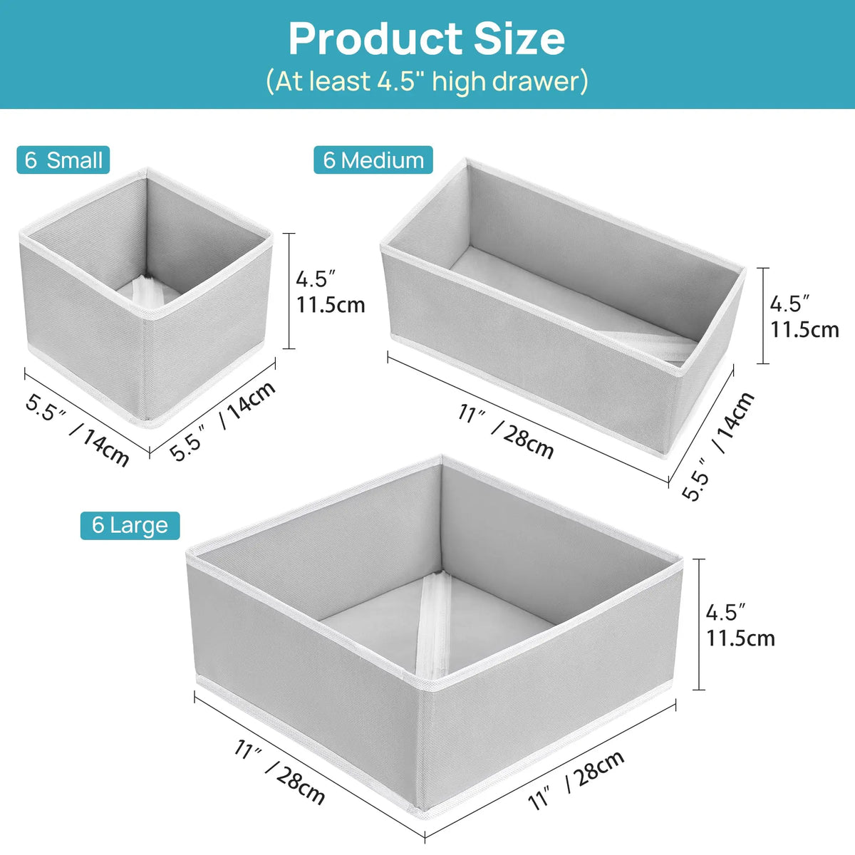 12-Pack Baby Clothes Organizer Set Foldable Fabric Drawer Storage Bins for Nursery Dresser
