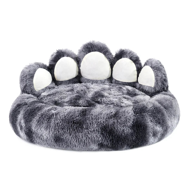 Cozy Comfy Pet Dog Bed Paw Shape Warm Dog Bed Cushion, Large (White Dark Gray)