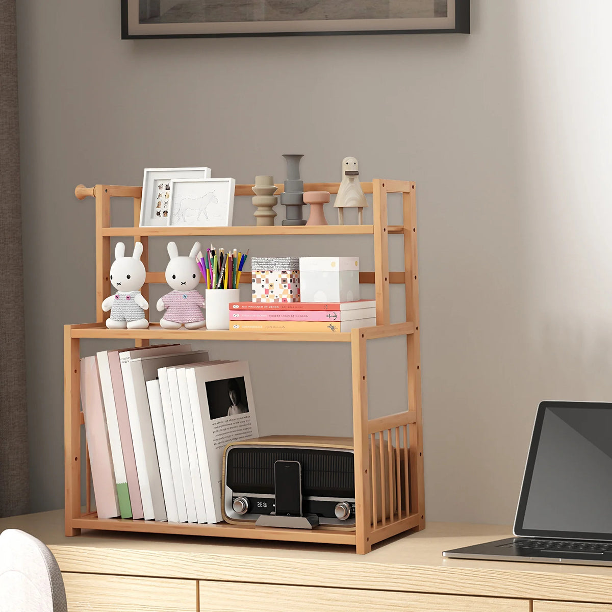 Bamboo 3-Tier Tabletop Stand Organizer Multi-Use Kitchen Storage Rack