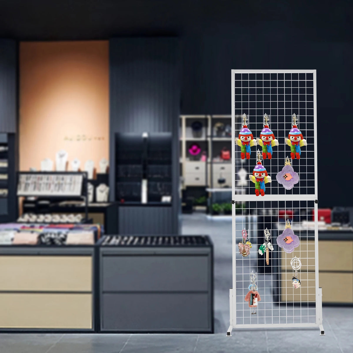 Gridwall Panel Metal Grill Pegboard Display Stand (White)