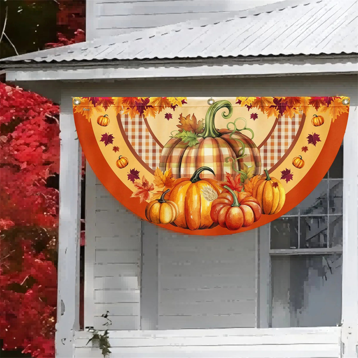 Festive Pumpkin Bunting Fan Flag Outdoor Decoration