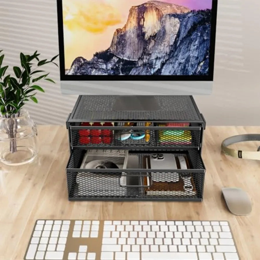 Under Desk Drawer Organizer No Drilling – 2 Slide Out Drawer Clamp-On Storage for Under Desk Management